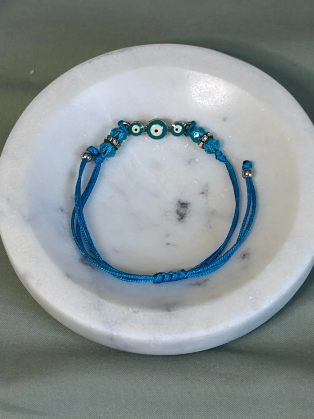 Blue Evil Eye Bracelet Adjustable Protection Bracelet Minimalist Crystal - Picture 5 of 5